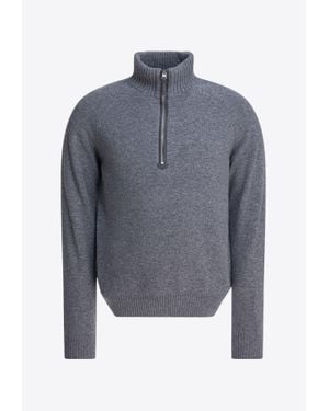 Tom Ford Half-Zip High-Neck Jumper - Blue