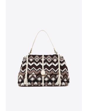 【送料&関税込】ChloAC Embroidered Wool Large Penelope Shoul Chloé Embroidered wool large Penelope shoulder bag - Printed