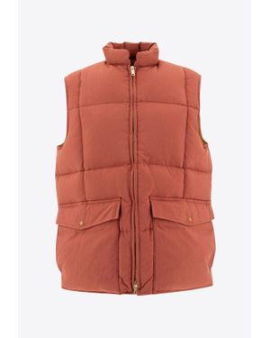 Beams Plus Zip-Up Padded Vest - Orange