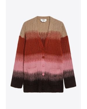Fendi Oversized Mohair Blend Cardigan - Red