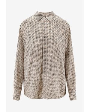 Balenciaga All-Over Logo Print Shirt - Gray