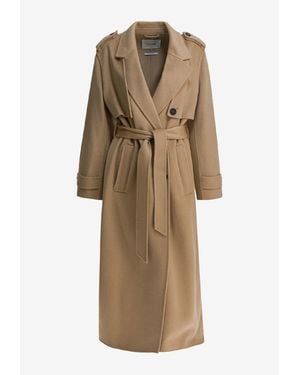 IVY & OAK Colette Ann Double-Breasted Wool Trench Coat - Natural
