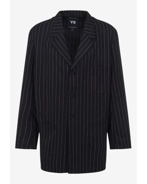 Y-3 Chore Pinstripe Wool-Blend Jacket - Blue