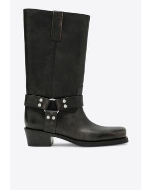 Paris Texas Roxy 45 Brushed Leather Mid-Calf Boots - Black