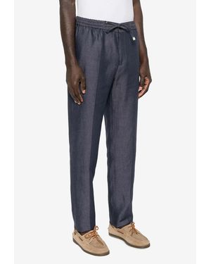 Etro Linen Drawstring Track Pants - Blue