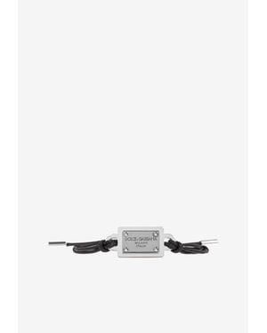 Dolce & Gabbana Logo Plaque Cord Bracelet - White