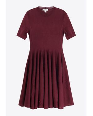 Alaïa Wool Knit Pleated Skater Dress - Red