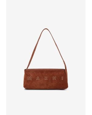 Marni Museo Suede Leather Shoulder Bag - White