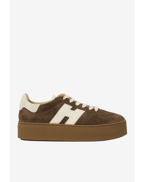 Hogan Cool Suede Flatform Sneakers - Brown