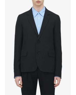 McQueen Skull Jacquard Deconstructed Blazer - Blue