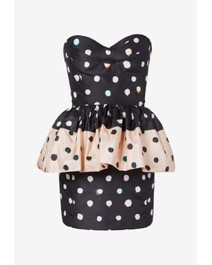 Fendi Polka Dots Strapless Mini Dress - Black