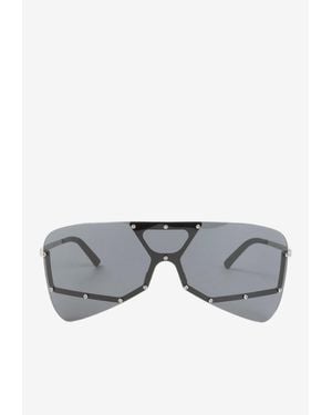 Rick Owens Tower Shield Sunglasses With Exposed Rivets - Gray