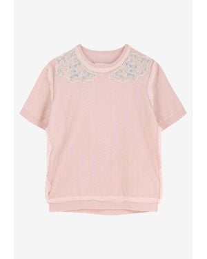 Maison Margiela Embroidered Wool Knit Top - Pink