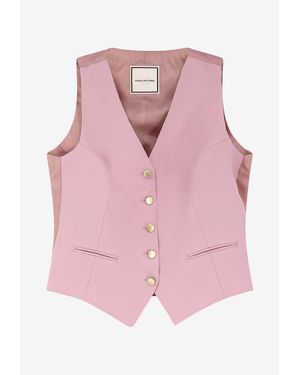 Tagliatore V-Neck Wool Vest - Pink
