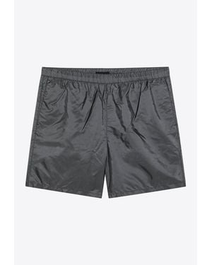 Prada Logo-Plaque Swim Shorts - Gray