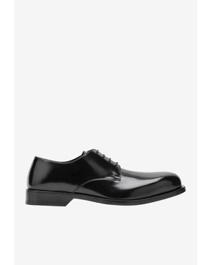 Loewe Bobine Brushed Leather Derby Shoes - Black