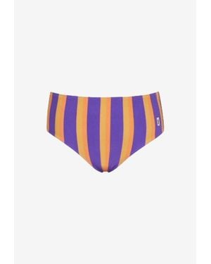 Saint Laurent Striped Bikini Bottoms - White