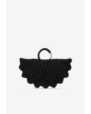 Chloé Small Bracelet Paravent Crochet Top Handle Bag - Black