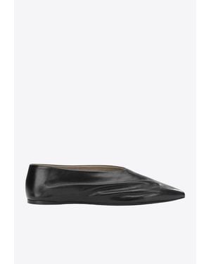 KHAITE Miriam Glossy Leather Ballet Flats - White