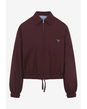 Prada Logo-Plaque Zip-Up Jacket - Purple
