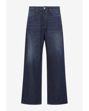 Acne Studios 1981 Wide-Leg Jeans With Leather Pockets - Blue