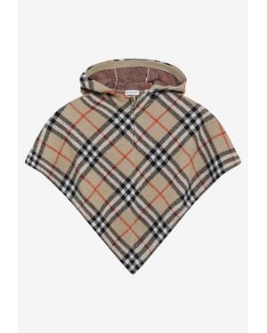 Burberry Archive Check Wool Cape - Gray