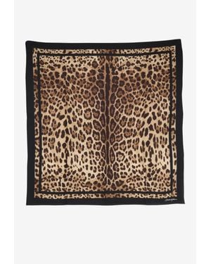 Dolce & Gabbana Leopard Print Silk Scarf - Black