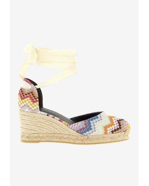 Missoni Eva 70 Chevron Knit Espadrille Wedge - Natural