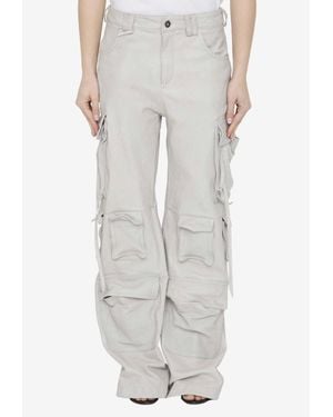 Salvatore Santoro Leather Cargo Trousers - Grey