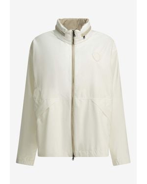 Brunello Cucinelli Logo Zip-Up Raincoat - White