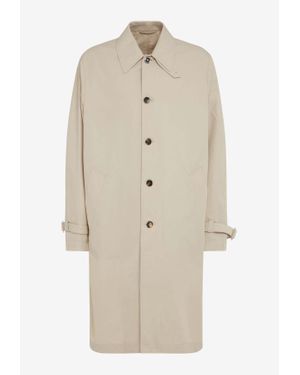 Versace Barocco Sea Print Single-Breasted Trench Coat - Natural