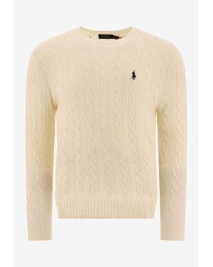Polo Ralph Lauren Cable Knit Pony Wool Sweater - Natural