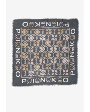 Pinko Mambo Printed Fringed Scarf - Gray