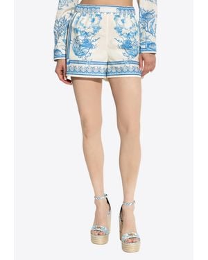 Versace Underwater Barocco Print Mini Shorts - Blue