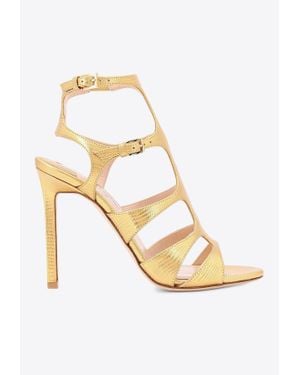 Tom Ford Paradis 105 Lizard Print Leather Sandals - Metallic