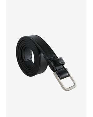 Saint Laurent Thin Leather Belt With Engraved Buckle - Black