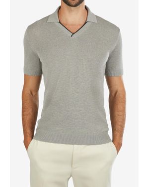 Slowear V-Neck Polo T-Shirt - Grey