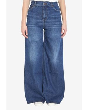 Chloé Wide-Leg Washed Jeans - Blue