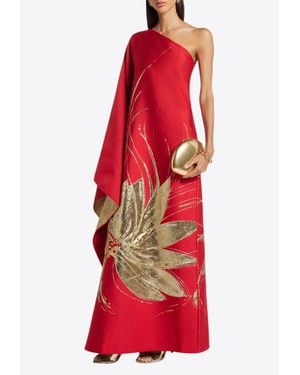 ‎Taller Marmo Floral Print One-Shoulder Maxi Dress - Red