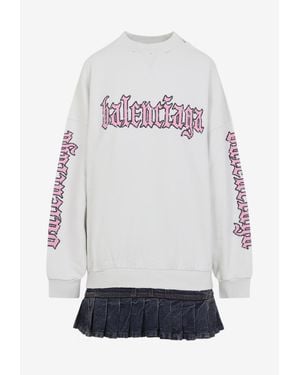 Balenciaga Logo Hybrid Mini Dress - Gray