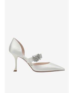 Roger Vivier Mary Jane Efflorescence Satin Pumps - White