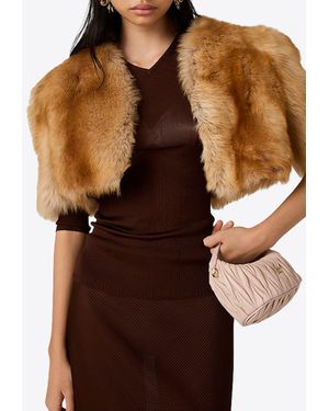 Miu Miu Ribbed V-Neck Top - Brown
