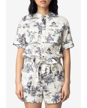 Zadig & Voltaire Cook Tropical Island Print Playsuit - White
