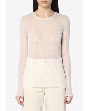 Roberto Collina Long-Sleeved Sheer Top - Natural