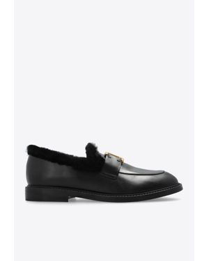 Chloé Marcie-Buckle Leather Loafers - Black