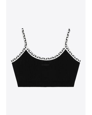Versace Jacquard-Trimmed Crop Top - Black
