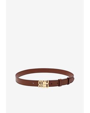Miu Miu Logo Buckle Leather Belt - White