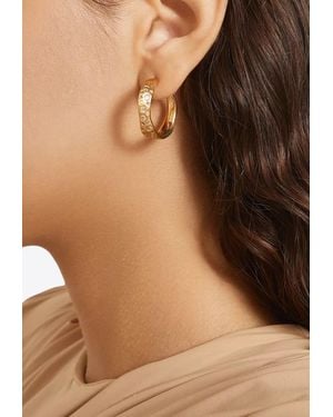 Black Suede Studio Wave Wavey Shaped Hoop Earrings - Brown