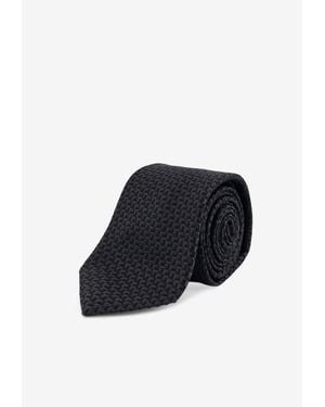 Kiton Silk Logo Tie - Black