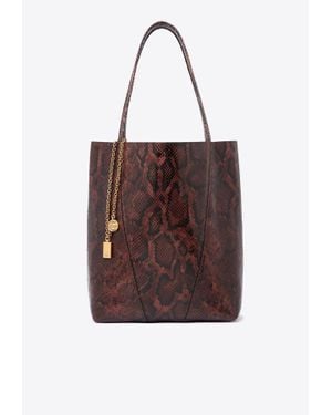 Chloé Spin Python-Print Leather Tote Bag - Brown